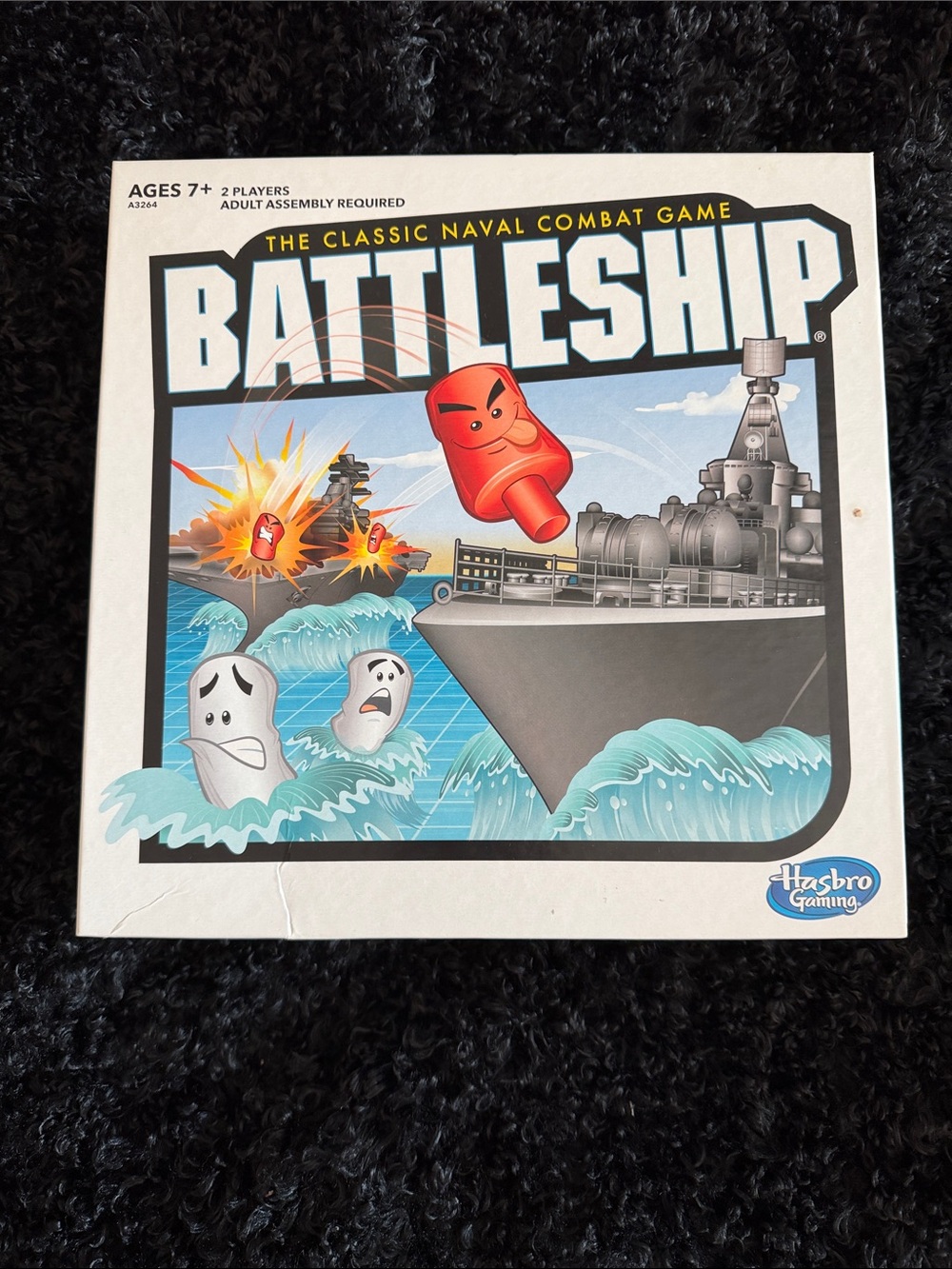 Hasbro Battleship Game Box with Blue, White, Red Artwork